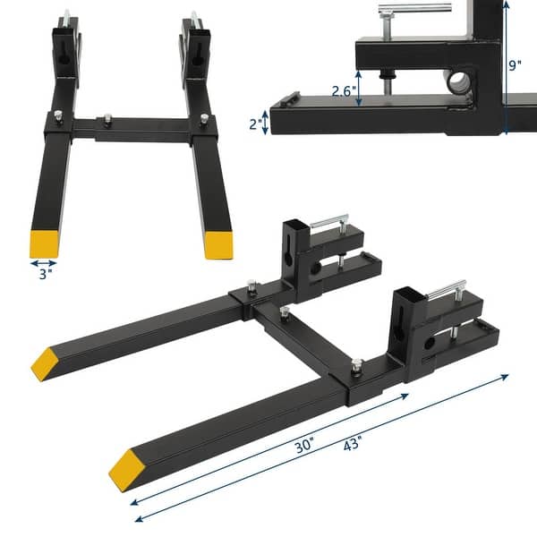 1500lbs 43" ClampOn Pallet Forks Skid Steer Loader Bucket with